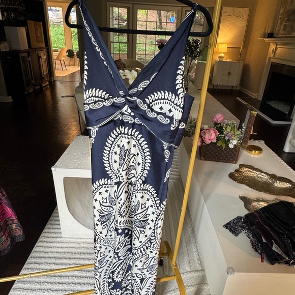 Caroline Constas Navy and Cream Maxi Dress - Picture 3 of 3